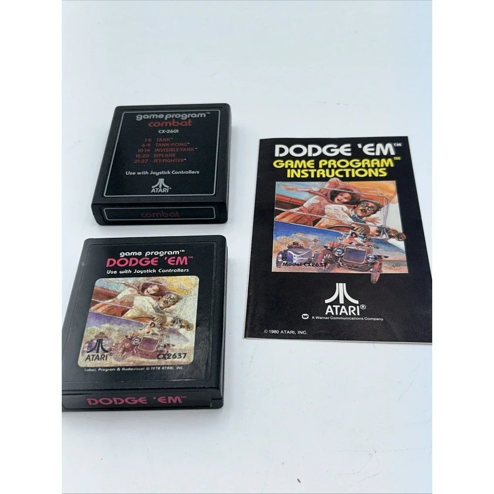 Dodge 'Em ATARI 2600 Game Cartridge W/ Instruction Booklet & Game Program Combat